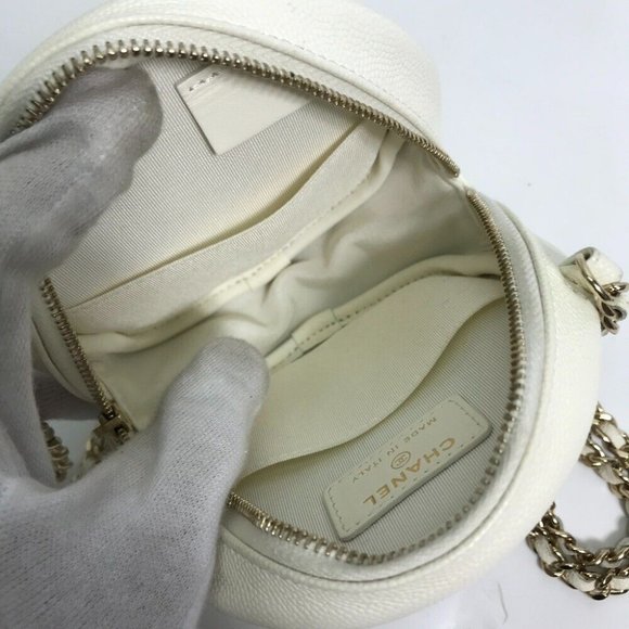 AUTHENTIC CHANEL CC Mark Pochette Matelasse Quilted Round Chain Bag - Picture 8 of 13